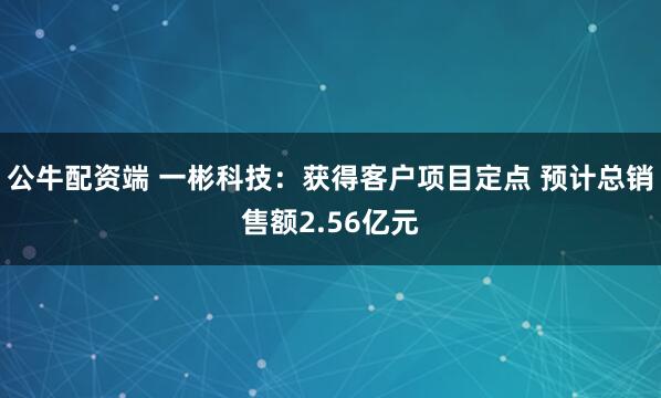 公牛配资端 一彬科技：获得客户项目定点 预计总销售额2.56亿元