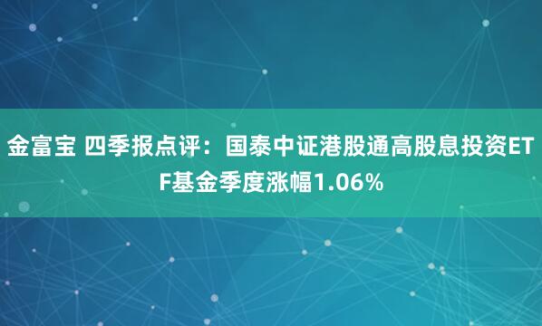 金富宝 四季报点评：国泰中证港股通高股息投资ETF基金季度涨幅1.06%